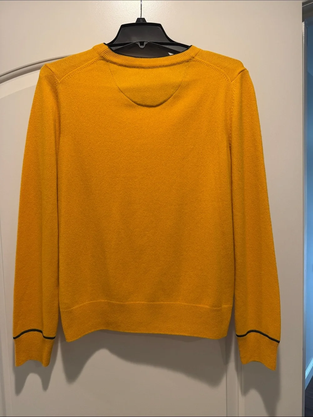 Tory Butch Gold Crest Cashmere Sweater with Contrast Trim